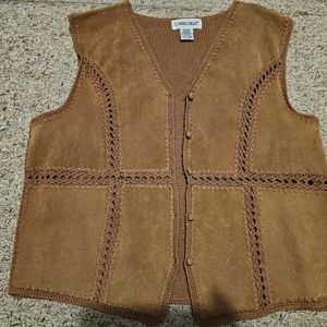 Womens Brown Leather Western Vest Cabin Creek Sz Large Cowgirl